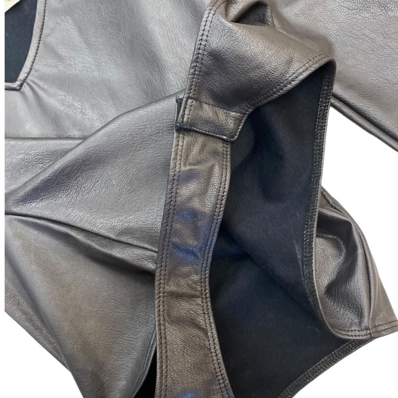 Naked Wardrobe Faux Leather Bodysuit in Black Size Small - Picture 9 of 11